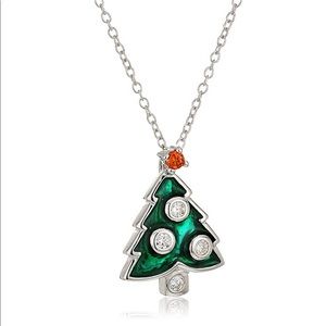 Sterling Silver Necklace Christmas Tree Pendant & Chain